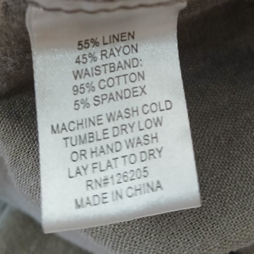 Just Living Pants M Wide Leg Gray Linen Rayon Blend Pull On Foldover Waist - Picture 7 of 7